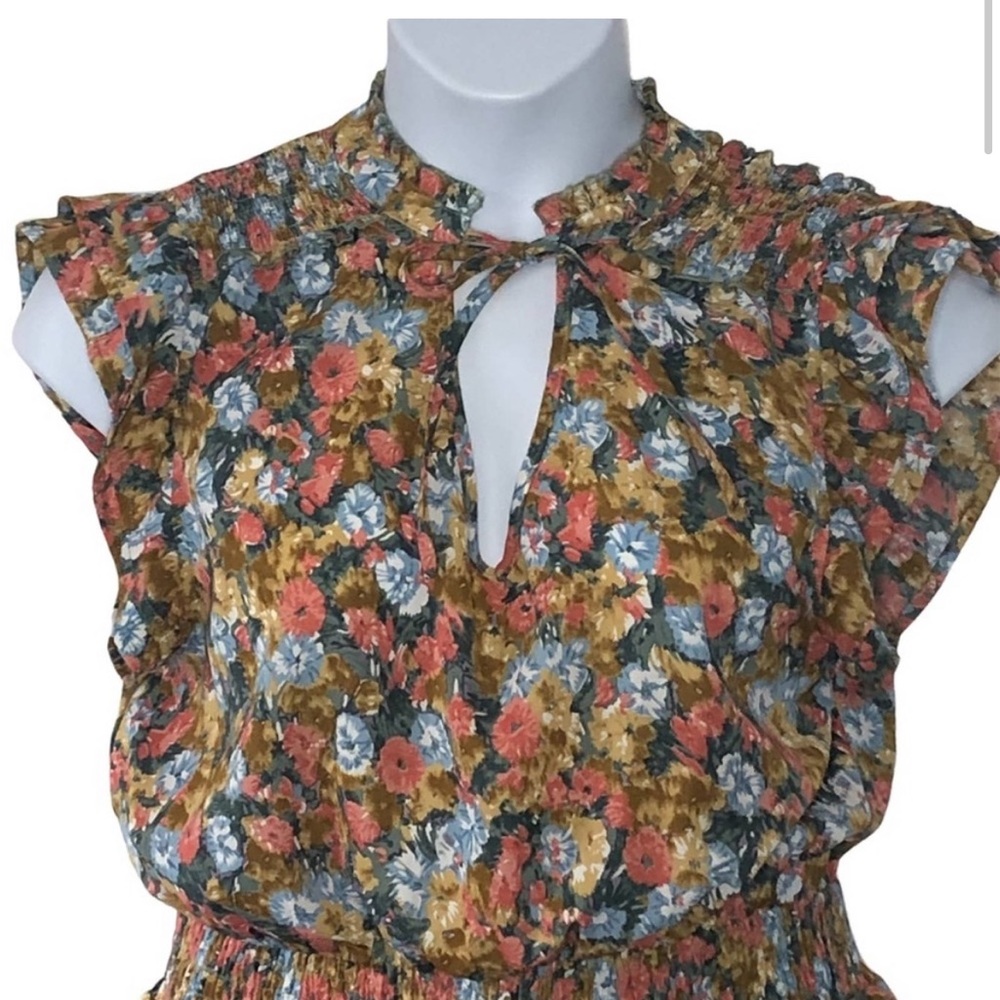 Anthropologie Entro Boho Floral Print Tiered Mini Dress size Large - Picture 2 of 12